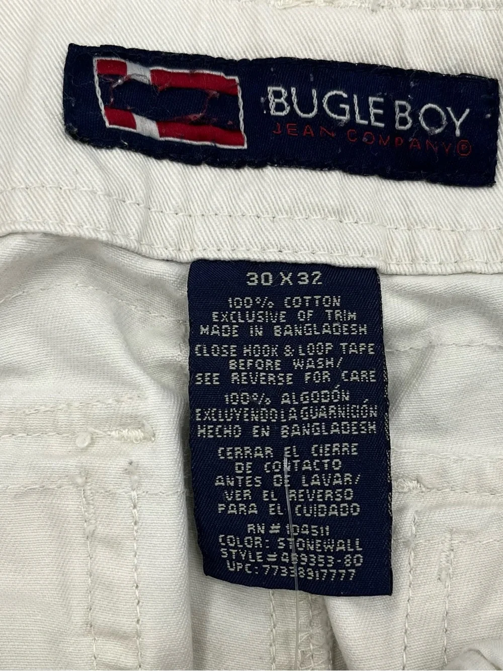 Bugle Boy White Cargo Pants with Multiple Pockets